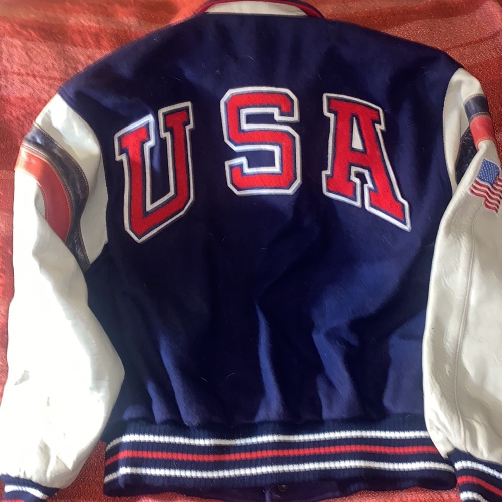 Usa Olympic Training Jacket Size Medium Leather W… - image 1